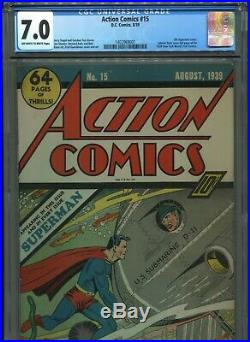 1939 DC Action Comics #15 5th Superman Cover Cgc 7.0 Off White-white