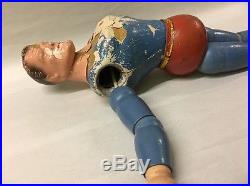 1940 Ideal Novelty Jointed Wood Composition 13 Superman Doll Figure