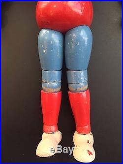 1940 Ideal SUPERMAN Jointed Wood Composition 13 Doll Figure! Vintage Superhero