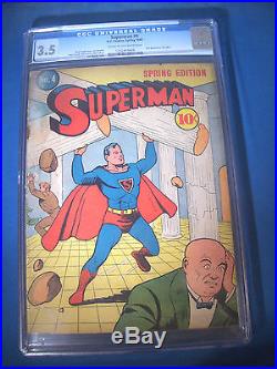 1940 SUPERMAN #4 DC Comics CGC Graded 3.5 VG- Off WHITE Pages LUTHOR