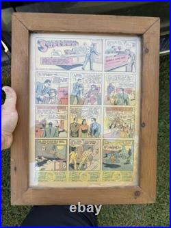 1940 Superman Newspaper Comic Strips Jerry Siegel Joe Shuster Framed Original