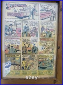 1940 Superman Newspaper Comic Strips Jerry Siegel Joe Shuster Framed Original