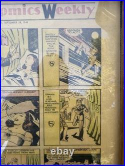 1940 Superman Newspaper Comic Strips Jerry Siegel Joe Shuster Framed Original