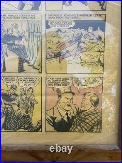 1940 Superman Newspaper Comic Strips Jerry Siegel Joe Shuster Framed Original