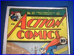 1941 ACTION COMICS #37 DC est 6.5 FN+ Cream Off WHITE Pages SUPERMAN Cover