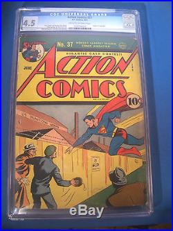 1941 ACTION Comics #37 DC CGC Graded 4.5 VG+ Off WHITE Pages SUPERMAN Cover