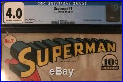 1942 DC Comics SUPERMAN #7 CGC 4.0 GOLDEN AGE FIRST APPEARANCE OF PERRY WHITE