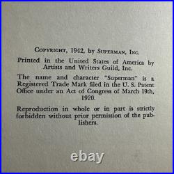 1942 FIRST EDITION THE ADVENTURES OF SUPERMAN BY GEORGE LOWTHER NO Dust Jacket
