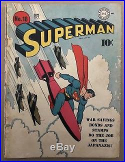 (1942) Superman #18 Classic Golden Age Wwii Cover
