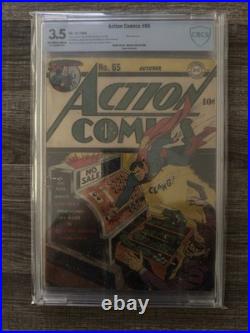 1943 D. C. Comics Action Comics 65 CBCS 3.5 War Time Paper, Hitler Appearance