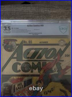 1943 D. C. Comics Action Comics 65 CBCS 3.5 War Time Paper, Hitler Appearance