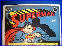 1943 SUPERMAN #22 DC Comics est 5.5 FN- RARE Off WHITE Pages HITLER