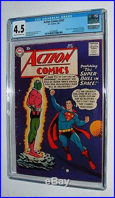 1958 Action Comics Comic Book #242 Cgc Graded 4.5 Condition First Braniac