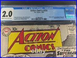 1959 DC Action Comics #252 CGC 2.0 1st Appearance of Supergirl