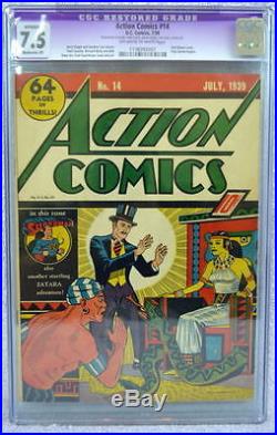ACTION COMICS #14 CGC 7.5 SUPERMAN 1939 Off White/White Pgs 1st X-Ray Vision