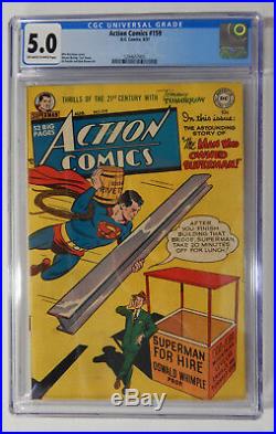 ACTION COMICS #159 CGC 5.0 VG/FN- RARE! 1951 Graded Golden Age Comic