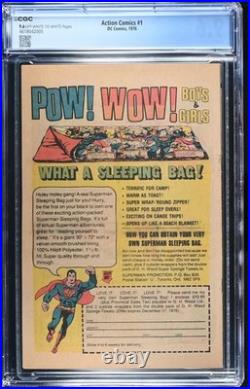 ACTION COMICS #1 CGC 9.6 1976 Sleeping Bag Reprint
