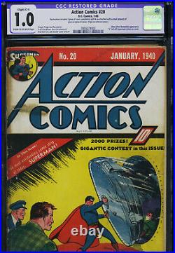 ACTION COMICS #20 CGC-Apparent 1.0, C-1, CR-OW No S on Superman's chest