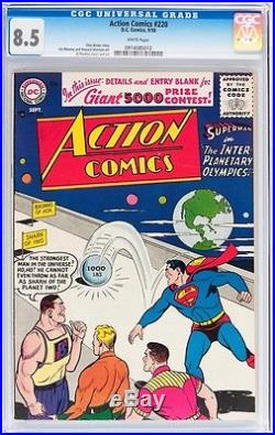 Action Comics #220 Cgc Vf+ 8.5 Fantastic Superman Cover Very Scarce 1956