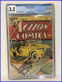 ACTION COMICS #30 (DC, 1940) CGC 3.5 SUPERMAN 1st appearance