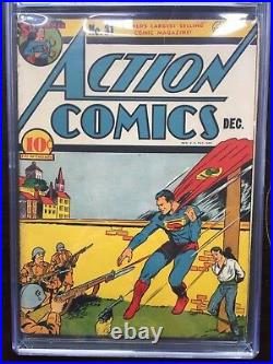 ACTION COMICS #31 CGC VG/FN 5.0 OW Superman firing squad bondage cover