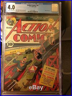 ACTION COMICS #46 CGC 4.0 Superman 1942 Hitler appearance OFF WHITE TO WHITE PG