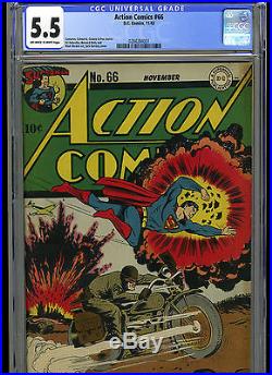 ACTION COMICS #66, NOV 1943, D. C. COMICS, GOLDEN AGE COMIC, CGC 5.5