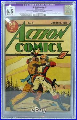 ACTION COMICS #8 CGC 6.5 8th App SUPERMAN 1939 Rare Off White/White Pgs