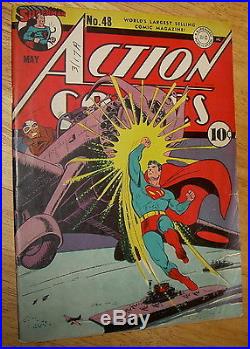 ACTION Comics #48 classic SUPERMAN WWII cover vs. Japanese plane scarce DC