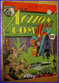 ACTION Comics #60 classic SUPERMAN WWII cover Lois Lane SUPERWOMAN rare DC nr