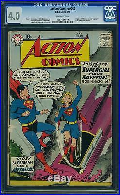 Action #252 CGC 4.0 DC 1959 1st Supergirl! Superman! Justice League! G3 254 cm