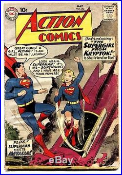 Action #252 comic book First Supergirl key issue-dc Silver-age-10 cent Superman