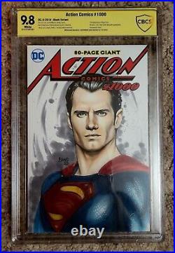 Action Comics #1000 Henry Cavill Superman Sketch By Luis Bravo 9.8 CBCS Yellow