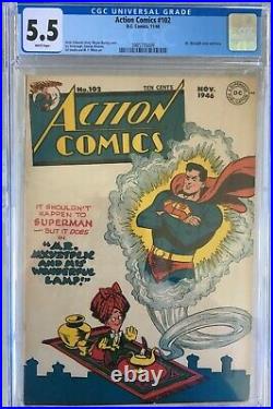 Action Comics #102 (1946) CGC 5.5 White pages Wayne Boring Mr. Mxyztplk cover