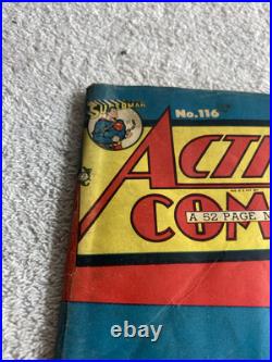 Action Comics #116 DC 1948 The Wizard Of Winter Superman Snow Cover! Low Grade