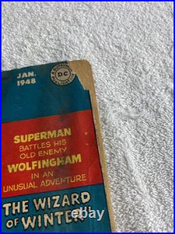 Action Comics #116 DC 1948 The Wizard Of Winter Superman Snow Cover! Low Grade