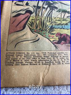 Action Comics #116 DC 1948 The Wizard Of Winter Superman Snow Cover! Low Grade