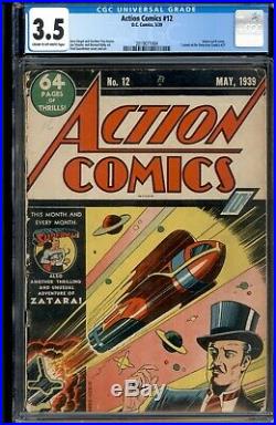 Action Comics 12 CGC 3.5 DC 1939 Superman SCARCE ad for Detective 27 Zatara cvr