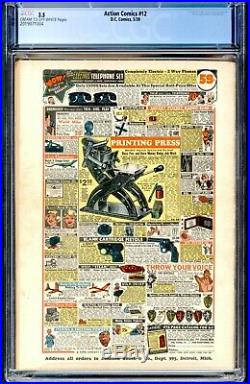 Action Comics 12 CGC 3.5 DC 1939 Superman SCARCE ad for Detective 27 Zatara cvr