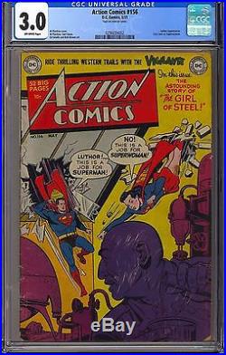 Action Comics #156 Rare 1st Girl of Steel Supergirl Superman DC 1951 CGC 3.0