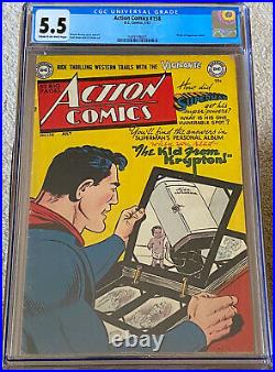 Action Comics #158 Cgc 5.5 (1951) DC Comics Origin Of Superman Retold