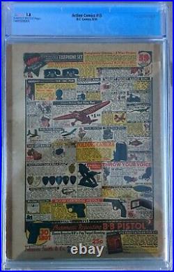 Action Comics #15 (1939) CGC 1.8 - 5th Superman cover in title Ad for 1939 WF