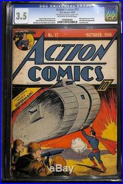 Action Comics #17 (1939) CGC 3.5 VG- WWII Superman cover