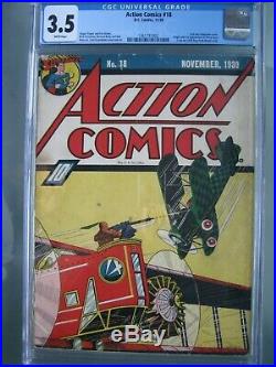 Action Comics #18 CGC 3.5 WP 1939 Origin & 1st app Three Aces
