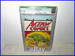 Action Comics #1 9.8 Cgc Signed By Superman Creator Jerry Siegel With Coa