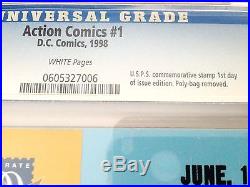 Action Comics #1 Cgc 9.8 (dc Comics, 1998) Usps Commemorative Stamp 1st Day