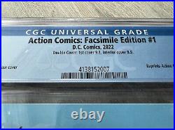 Action Comics #1 Facsimile Edition CGC 9.9 Graded DOUBLE COVER! 2022