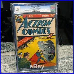 Action Comics 20 CGC. 5 Classic S Left Off Superman Chest