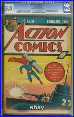 Action Comics #21 Cgc 5.0 Cr/ow Pages // Superman Missile Cover