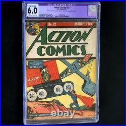 Action Comics #22 (DC 1940) CGC 6.0 Restored Rare Golden Age Superman